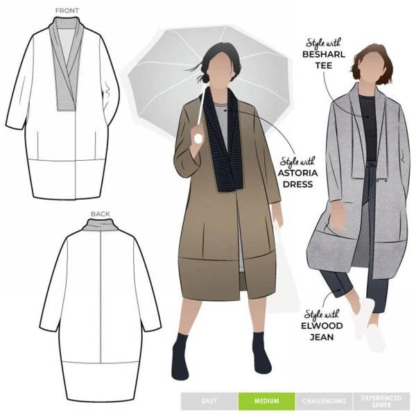 Style Arc Sewing Pattern Rana Coat - Coats for Women - Intermediate