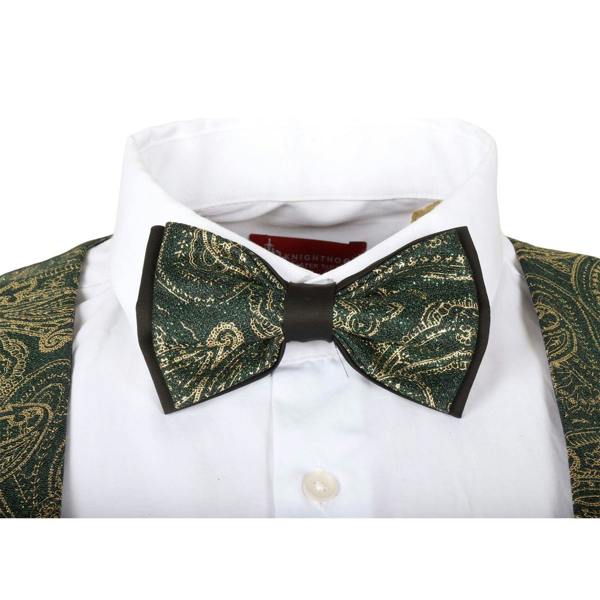 Infinity Leather Men's 4 Piece Green Paisley Wedding Suit Tailor Fit