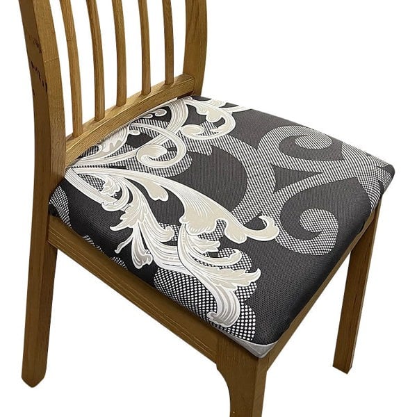 Anyseat Chair Cover Dark Grey Petal Print Stretch Seat Cover for Home Dinning Kitchen Washable Removable