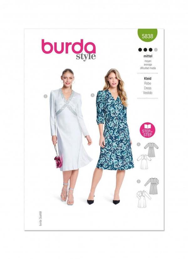 Burda Sewing Pattern 5838 Dresses For Women, 10-20 (36-46) - Easy