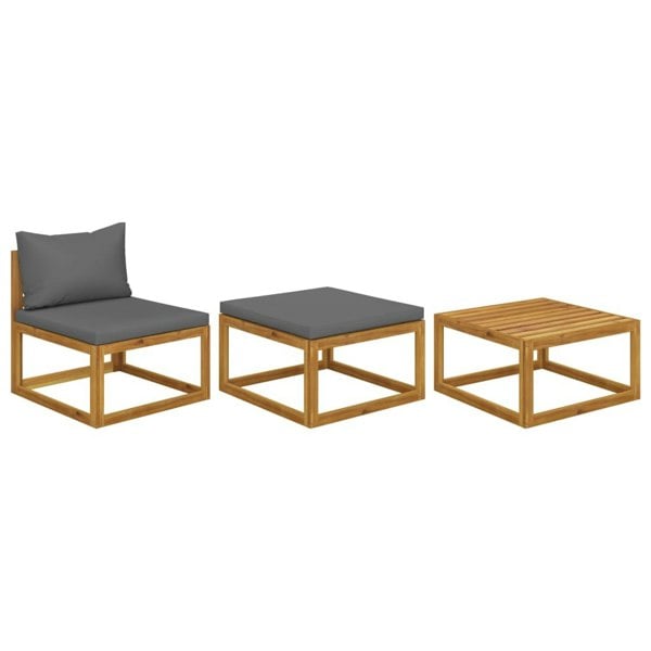 Berkfield 3 Piece Garden Lounge Set with Cushions Solid Wood Acacia
