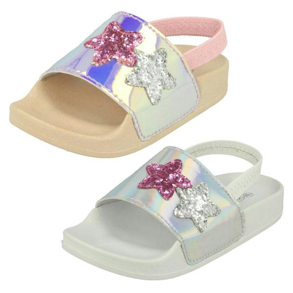 Spot On Girls Spot On Slingback Sliders With Glitter Star Design H0310