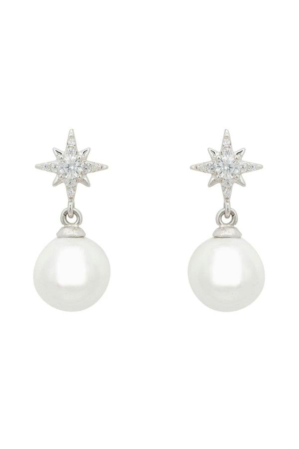 Polaris North Star Pearl Earrings Silver - LATELITA Earrings