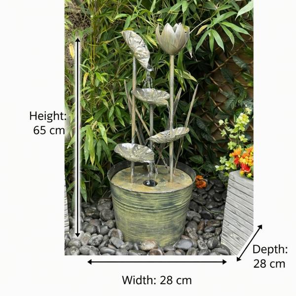 Tranquillity Water Features Zinc Flower Modern Metal Water Feature
