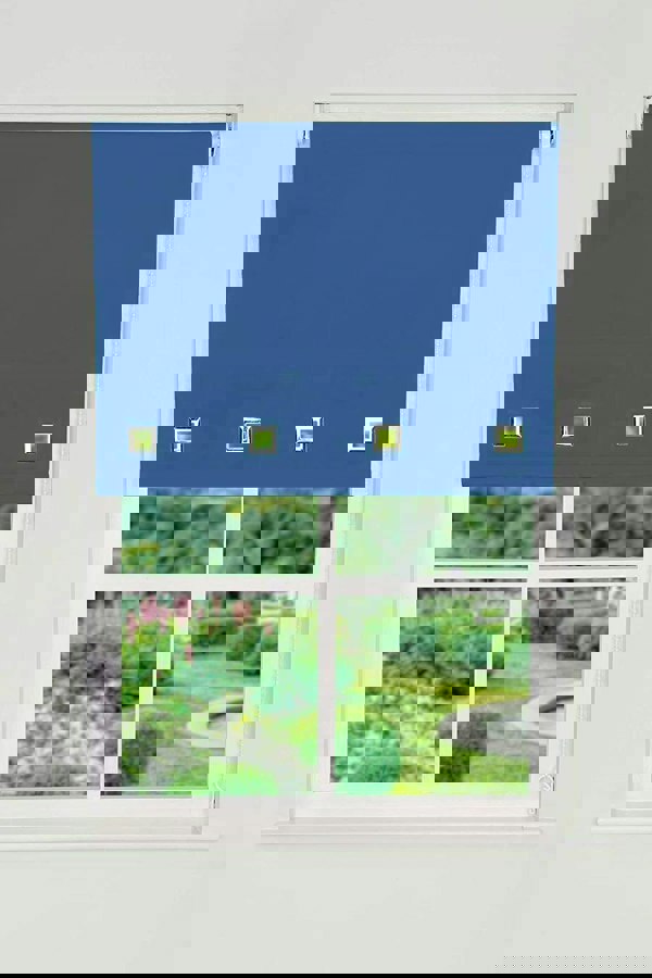 NewEdgeBlinds Blue Square Eyelet Edge Roller Blind