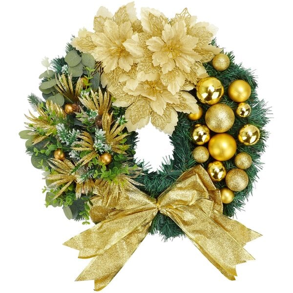deAO Toys deAO Gold Christmas Wreath Elegant Festive Door Decoration for Holiday Season (Gold)