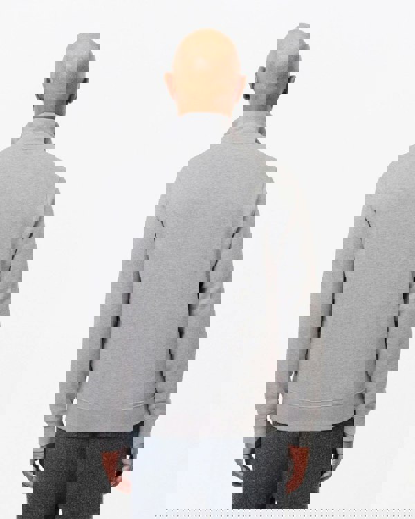 Lacoste Mens Zippered Stand-Up Collar Cotton Sweatshirt - Silver Chine CCA - CHO - Designer Mens Sweatshirts