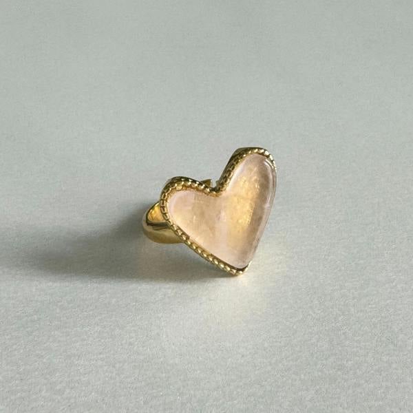 Hellie Luxe 18k Gold Plated Pink Heart Ring Luxe Tones