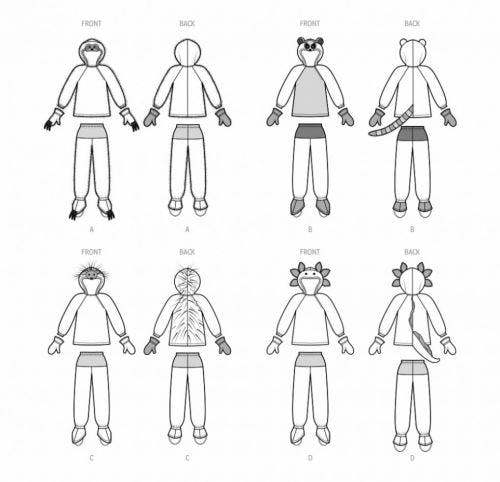 Simplicity Sewing Pattern 9842, Costumes, Onesies for Kids, A (3-4-5-6-7-8) - Intermediate