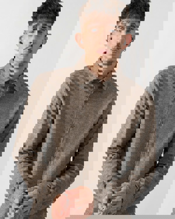 Oliver Sweeney Barnham Mens Long Sleeve Linen Shirt - Mole