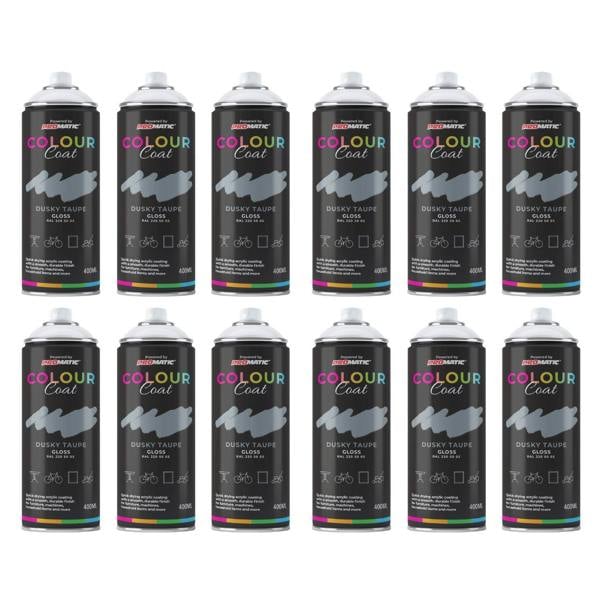 Colour Coat 12X Dusky Taupe RAL 220 50 05 Gloss Spray Paint 400ml