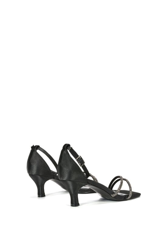 XY LONDON Diamante Kitten Heel Ankle Strap Sandals
