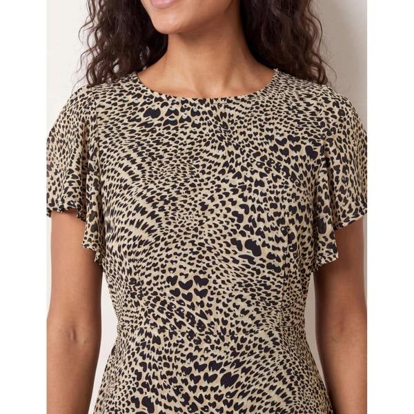 Blue Vanilla Heart Animal Frill Sleeve Mini Dress