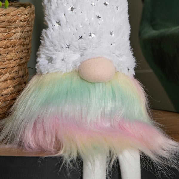 Samuel Alexander 70cm Festive Christmas Rainbow Haired Plush Gonk Dangly Legs & Starry Hat