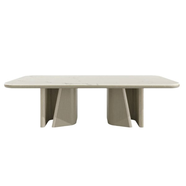 Alba Luxury Natural Stone Top Dining Table – Sculptural Base B