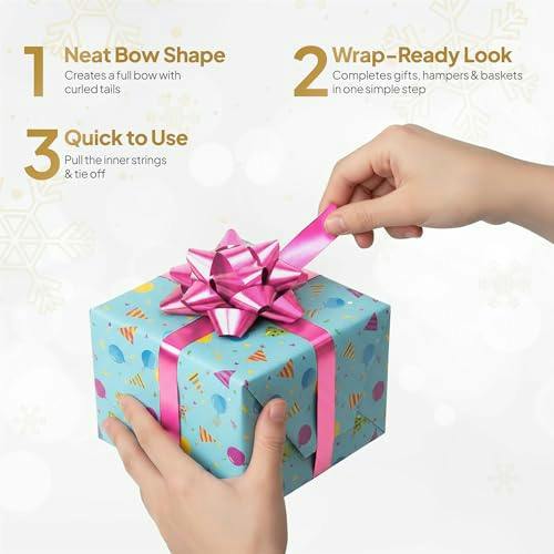 30mm Hot Pink Pull Bows, 10 Pack to 60 Pack, Polypropylene Ribbon Gift Bows image 7