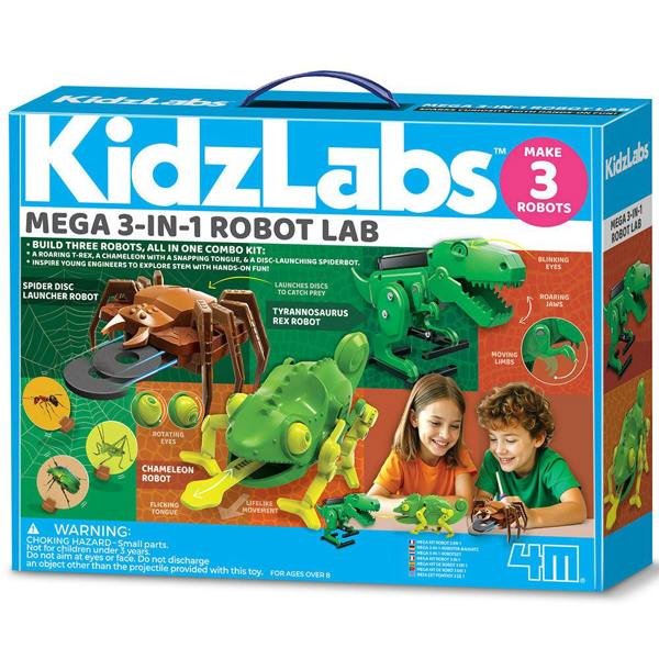 4M Mega Robot Lab | KidzLabs 3-in-1 Build Your Own Robots Kit