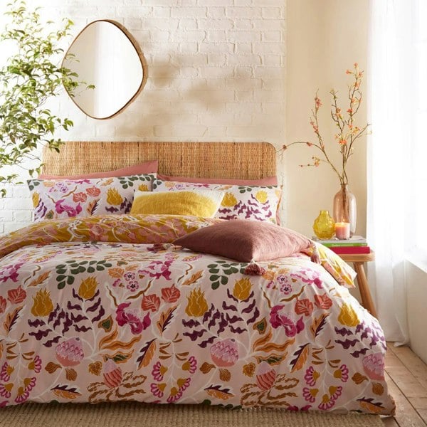 Furn Protea Reversible Floral Duvet Cover Set - Pink