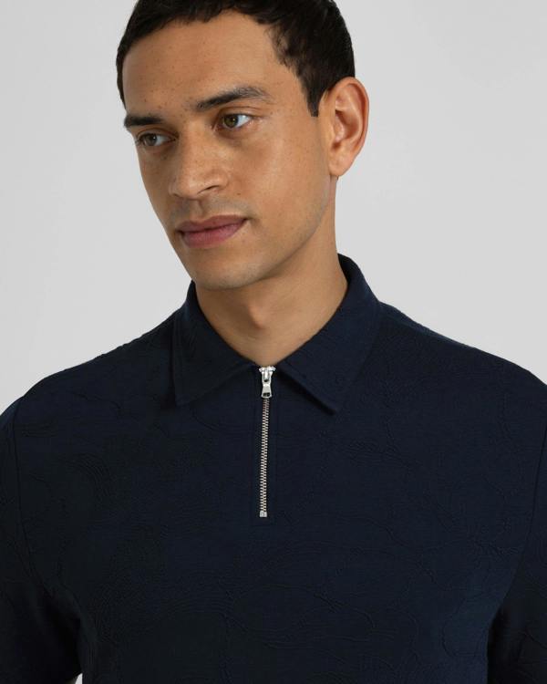 Steel & Jelly Adwell - Linear Floral Jacquard Polo Shirt