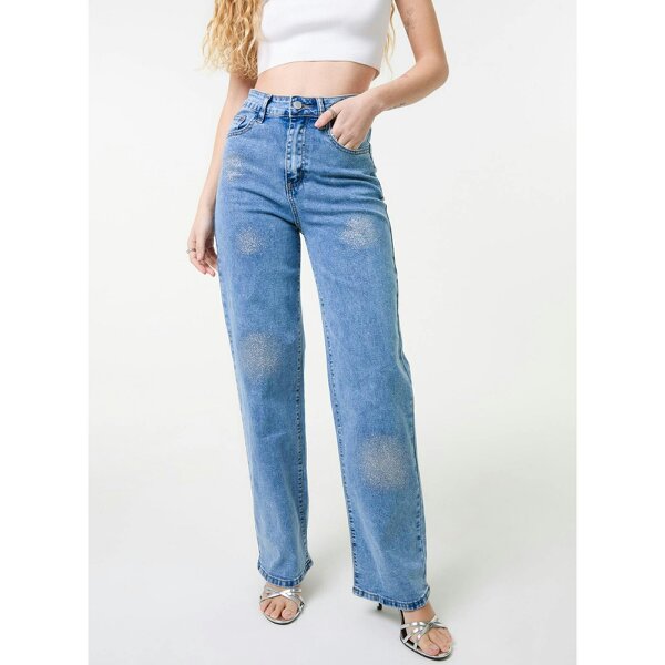 Pink Vanilla High Waist Glitter Jeans