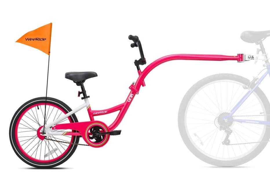 Pink tag-along bike
