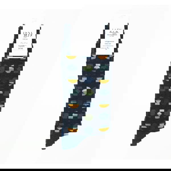 Jemsox Circle Geo Classic Blue Mens Socks | Organic Cotton & Easy Comfort