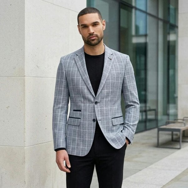 TruClothing IM11 - Men's Check Slim Fit Two-Button Blazer