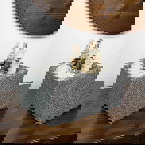 JVL Chroma Rectangular Fabric Storage Baskets for Home Organisation, Set of 3, Grey