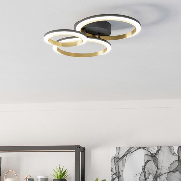 EGLO Calliera Black And Brass Steel LED Circle Modern Ceiling Light