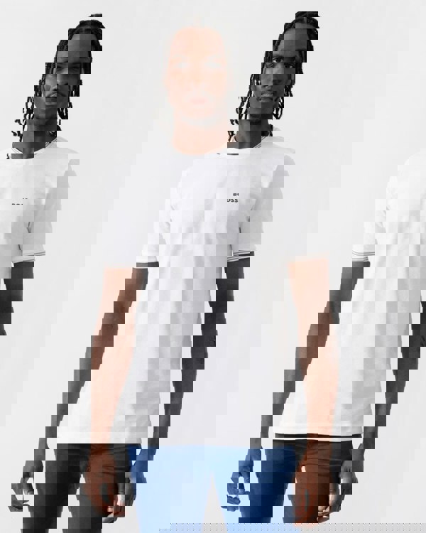 BOSS Green Taul Mens Stretch-Cotton T-Shirt with Stripes and Logo