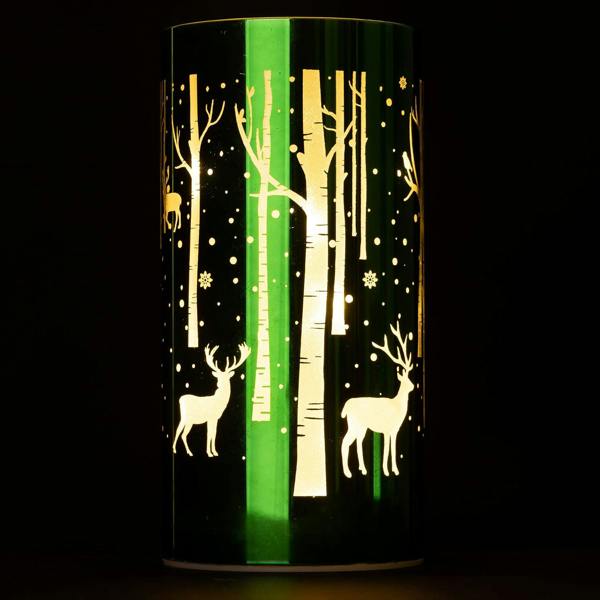 18cm Christmas Decorated Vase Table Deer Scene Green Battery-Operated LED Lamp image 7