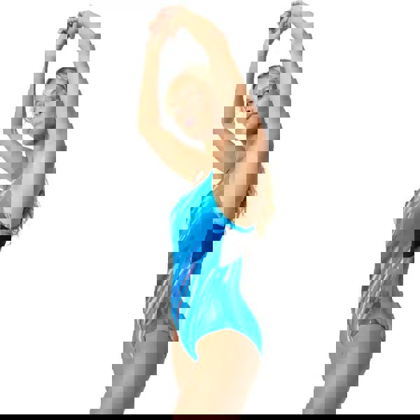 Speedo blue teal printed racerback swimsuit with abstract pattern