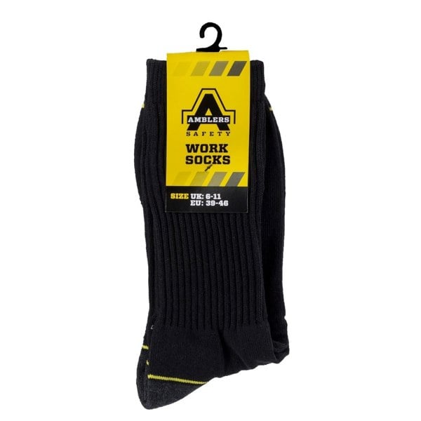 Amblers Safety Amblers Cotton Men's Black Work Socks