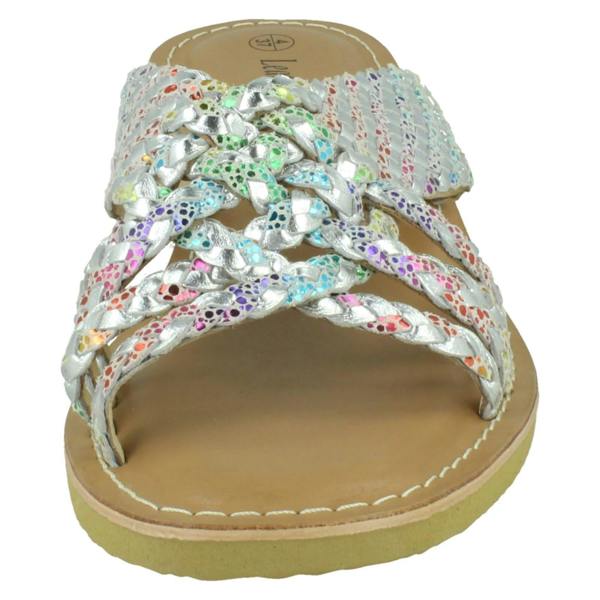 Leather Collection Ladies Leather Collection Low Wedge Platform Sandals F00424