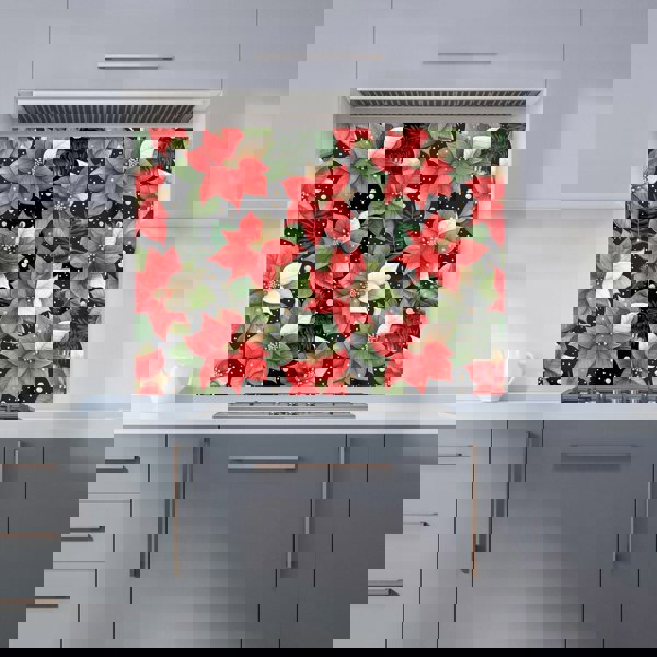 Warren Reed - Designer Poinsettia, Watercolor Style Kitchen Splashback
