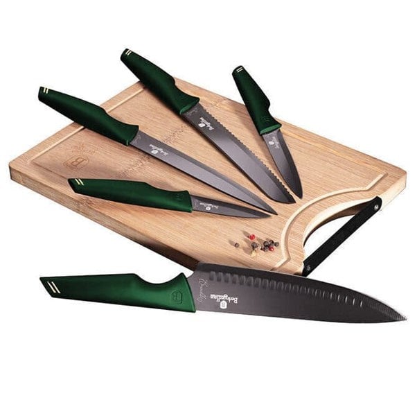 Kitchen Knife Set & Bamboo Cutting Board BH-2706 Emerald