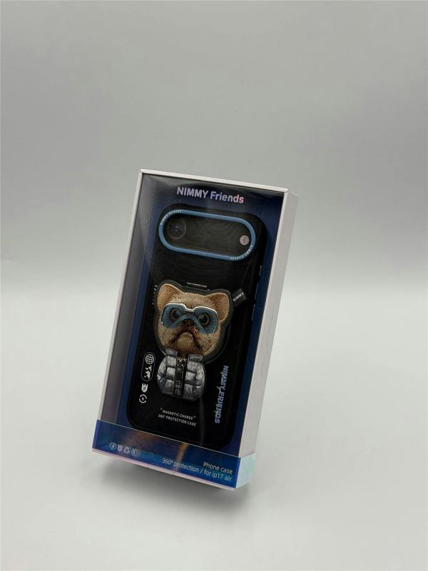 Nimmy Friends Nimmy Cool & Cute 2.0 Little Rich Tycoon Dog Case with MagSafe Stand for iPhone 17 Air 6.5" Black Blue - N-YJKM-CXZJZH-IP17-AIR-07
