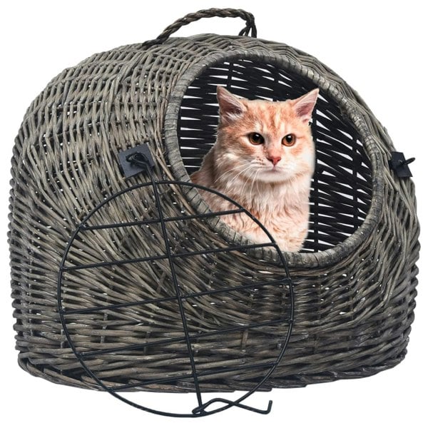 Berkfield Cat Transporter Grey 50x42x40 cm Natural Willow