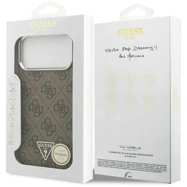 Guess 4G Triangle Logo Case with MagSafe for iPhone 17 Pro Max 6.9" Brown - GUHMP17XP4TSRCMW