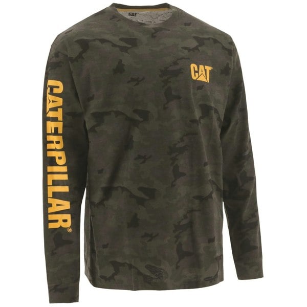 Caterpillar Mens Trademark Banner Camo Long-Sleeved T-Shirt - Brown Camo