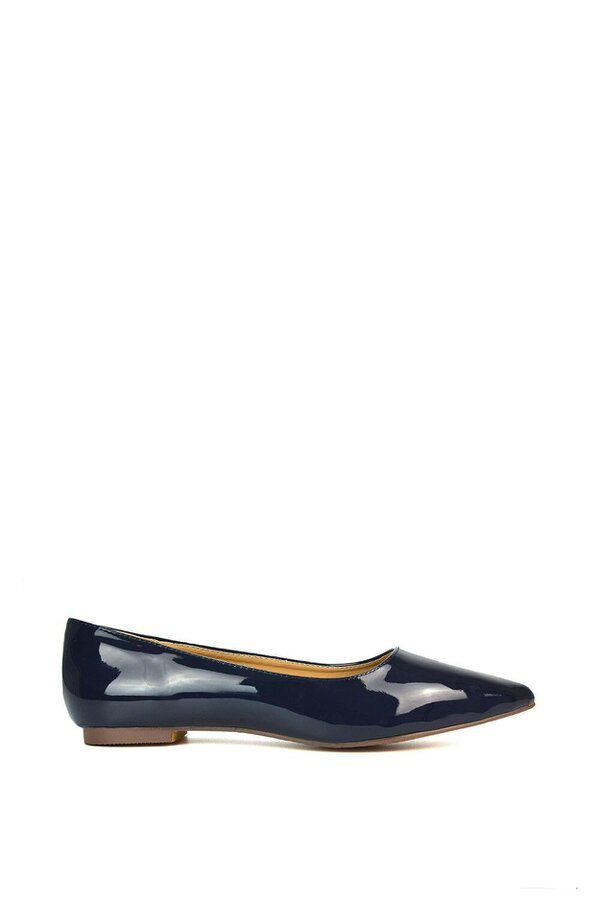 XY LONDON Slip on Pointed Toe Flat Ballerina Pump Shoes - Navy