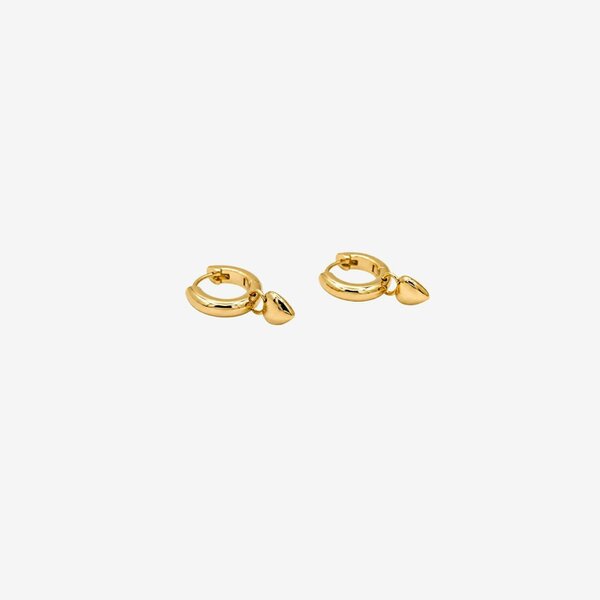 Uchi & Soto Kokoro Gold Heart Drop Huggies Earrings