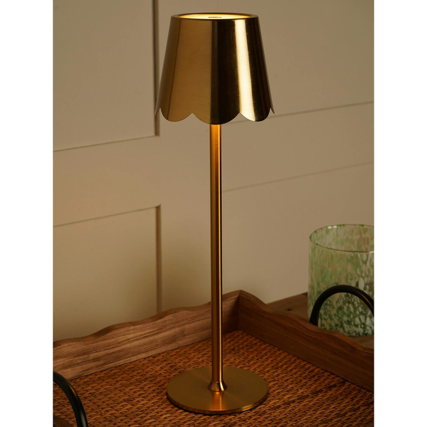 Hestia Scallioped Edge Brass LED Rechargeable Touch Lamp