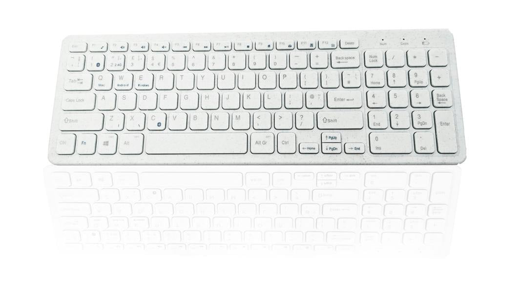 Accuratus Image ECO Step One Wheat Keyboard - Wireless Bluetooth 5.1 & RF 2.4Ghz Part Bioplastic Wheat Grass Polymer Keyboard - Wheat White