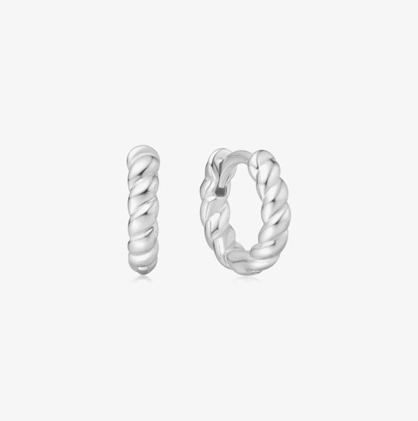 Ania Haie Chill Voyager Sterling Silver Textured Small Huggie Hoop Earrings E063-03H