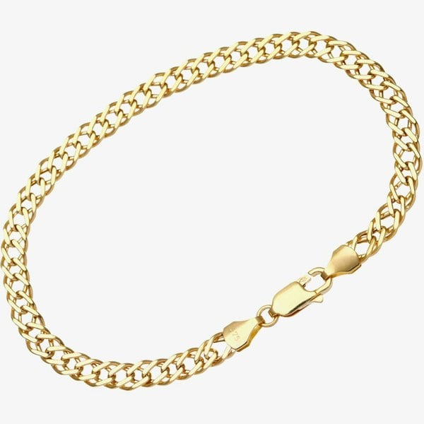 T. H. Baker 9ct Yellow Gold Flat Curb 7.5 Inch Bracelet HGR2D080 71/2~