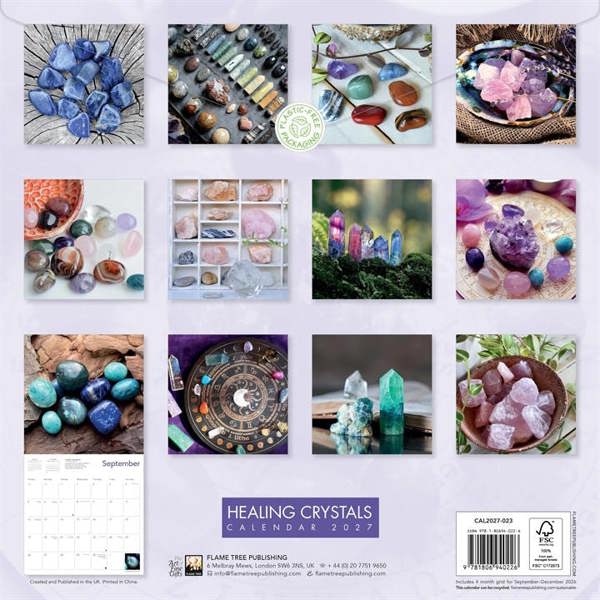 Healing Crystals Calendar 2027, Wall Calendars, Month To View, Lifestyle, Gift