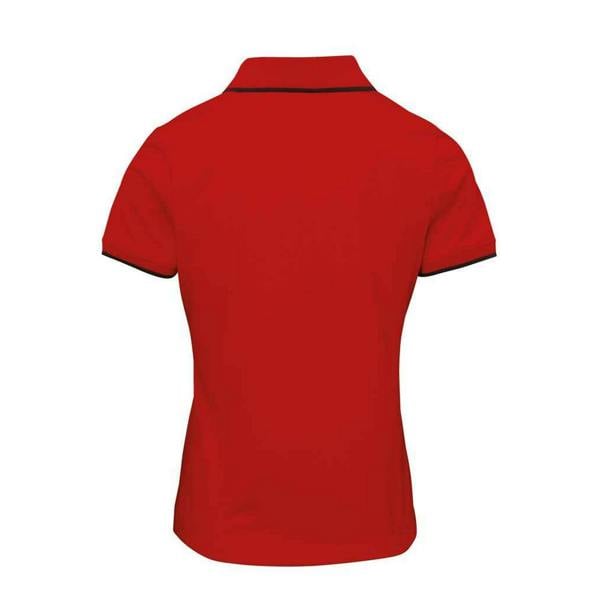 Premier Womens/Ladies Coolchecker Contrast Pique Polo Shirt - Red/Black