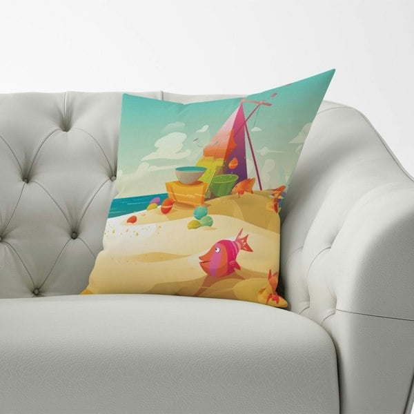 Warren Reed Fish On A Beach Holiday Cushions