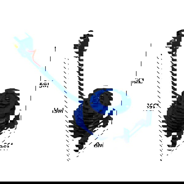 Air Bag Jack 3.5T with long blue lever handle, circular black base, and wheels for easy mobility, dimensions 103cm x 28cm x 26cm